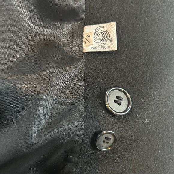 Forecaster of Boston Wool Long Coat Black Button Front Classic Vintage USA M - Picture 5 of 7